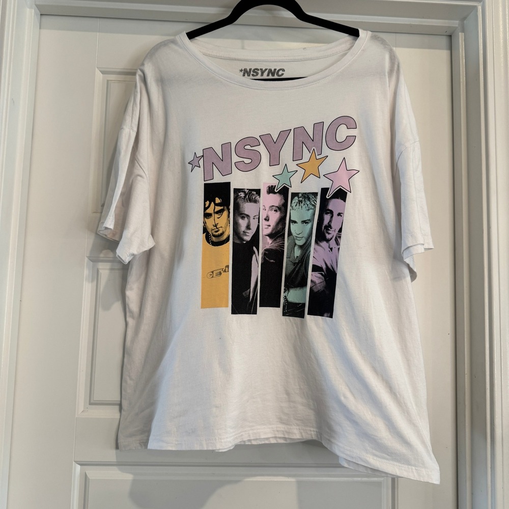 NSYNC Graphic Tee Shirt Unisex XXL White Short Sleeve Boy Band Y2K Pop Culture